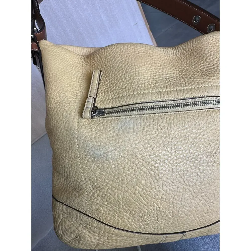 Coach Legacy F10940 Butter Yellow, British Ran Pebbled Leather Shoulder Hobo